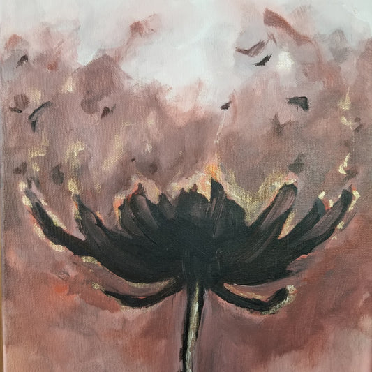 The Fire Flower - Original Acrylic Painting on Canvas, 10x20 inches